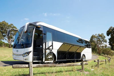 Large 48 to 57 seater luxury touring coach bus charter with toilet Australia